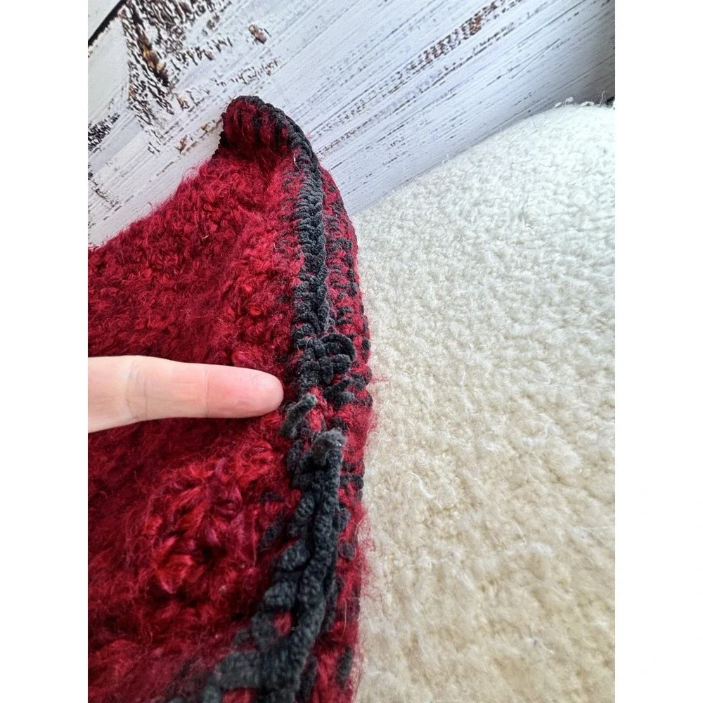 Handmade Crochet Purse Lined Red Black Fuzzy Whimsigoth Fairy Grunge Witchy